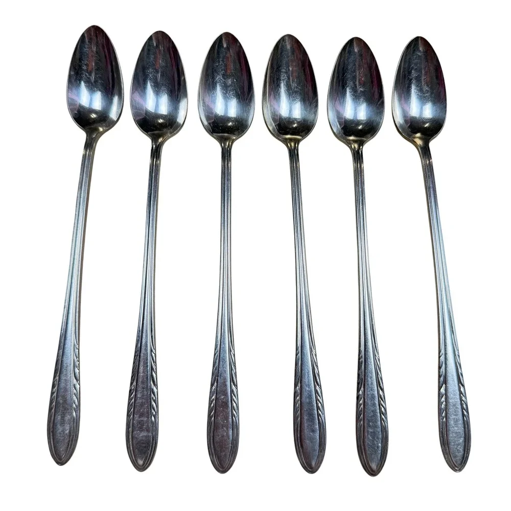 Viceroy Plate USA Silverplate Iced Tea Spoons Set of 6 Long Handle Vintage MCM